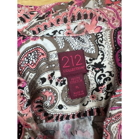 212 Paisley Button-down shirt Pink and Beige Size Petite Large - Picture 4 of 8